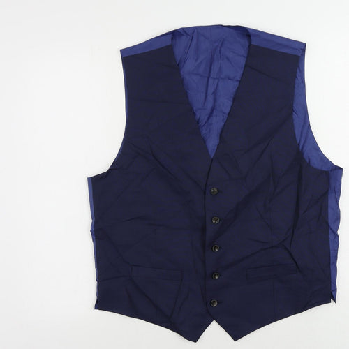 Marks and Spencer Mens Blue Polyester Jacket Suit Waistcoat Size 42 Regular