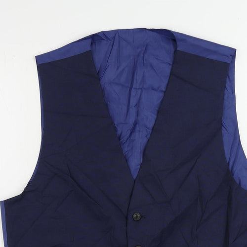Marks and Spencer Mens Blue Polyester Jacket Suit Waistcoat Size 42 Regular