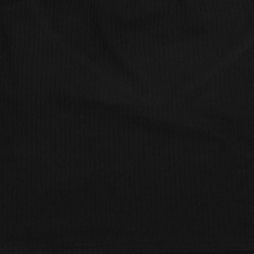 Cider Womens Black Polyester Cropped T-Shirt Size XL V-Neck - Ribbed