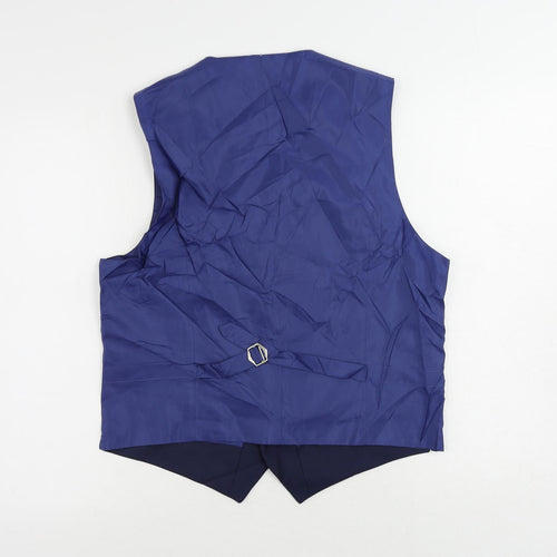 Marks and Spencer Mens Blue Polyester Jacket Suit Waistcoat Size 38 Regular