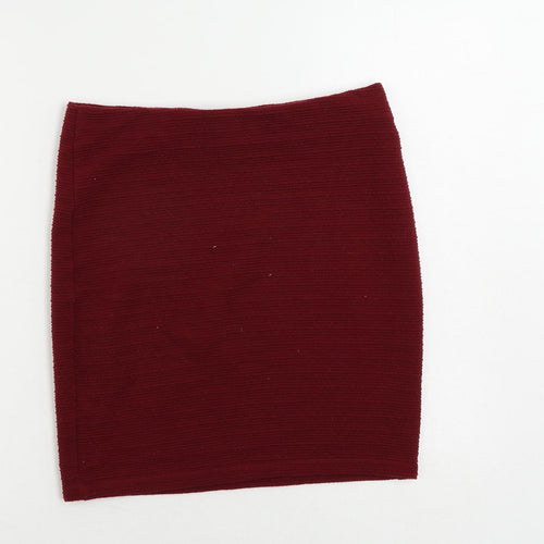 New Look Womens Red Polyester Mini Skirt Size 12 - Elastic Waist