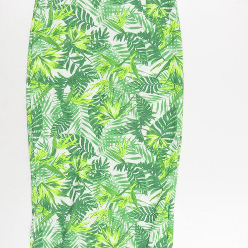 Boohoo Womens Green Geometric Polyester Maxi Size 6 V-Neck Pullover