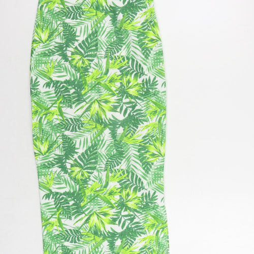 Boohoo Womens Green Geometric Polyester Maxi Size 6 V-Neck Pullover