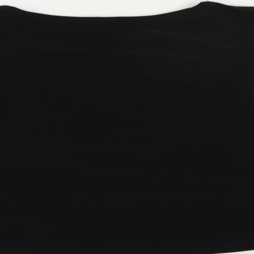 PRETTYLITTLETHING Womens Black Polyester Cropped Tank Size 14 Round Neck - Cut Out