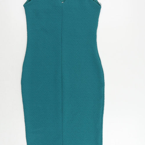 River Island Womens Green Polyester Pencil Dress Size 8 V-Neck Pullover