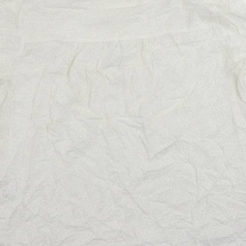 H&M Womens White Viscose Basic Blouse Size 10 V-Neck - Embroidered