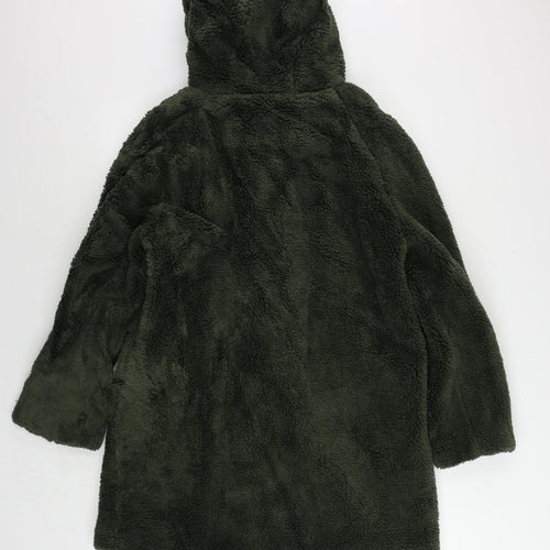 Marks and Spencer Womens Green Pea Coat Coat Size 14 Zip - Hooded Duffle Coat