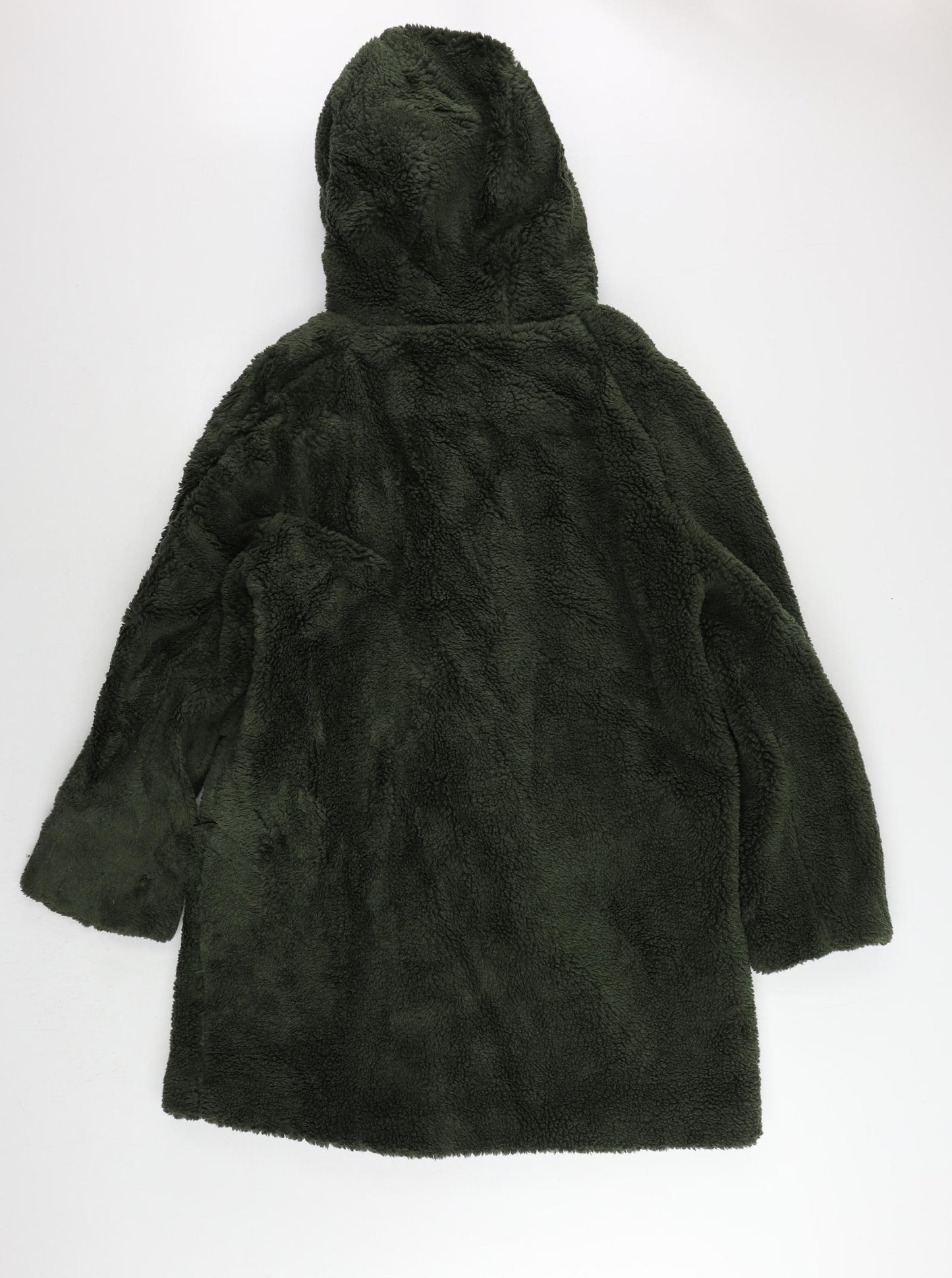 Marks and Spencer Womens Green Pea Coat Coat Size 14 Zip - Hooded Duffle Coat