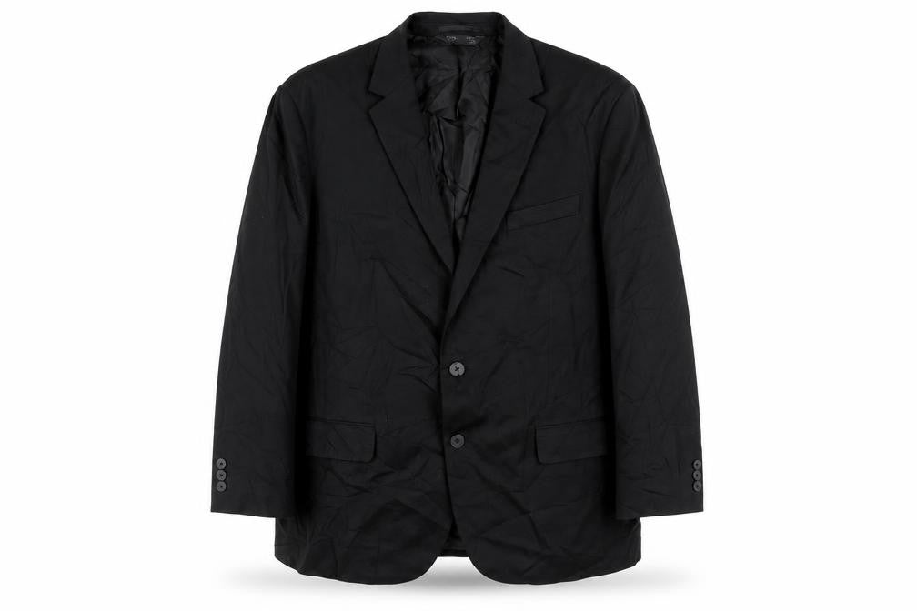 Front view of Marks & Spencer men’s black polyester jacket suit jacket, size 44, regular