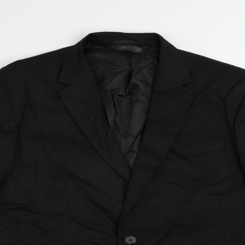 Marks and Spencer Mens Black Polyester Jacket Suit Jacket Size 44 Regular