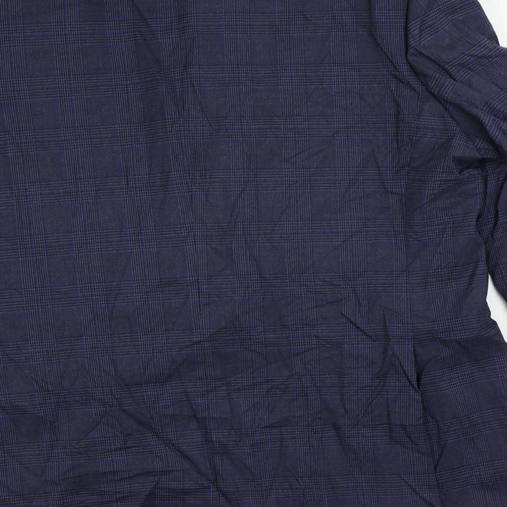 Marks and Spencer Mens Blue Plaid Viscose Jacket Suit Jacket Size 44 Regular