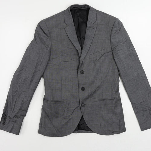 Topman Mens Grey Wool Jacket Suit Jacket Size 36 Regular