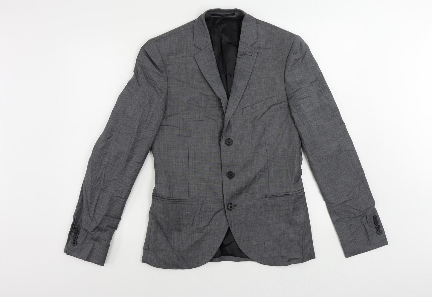 Topman Mens Grey Wool Jacket Suit Jacket Size 36 Regular