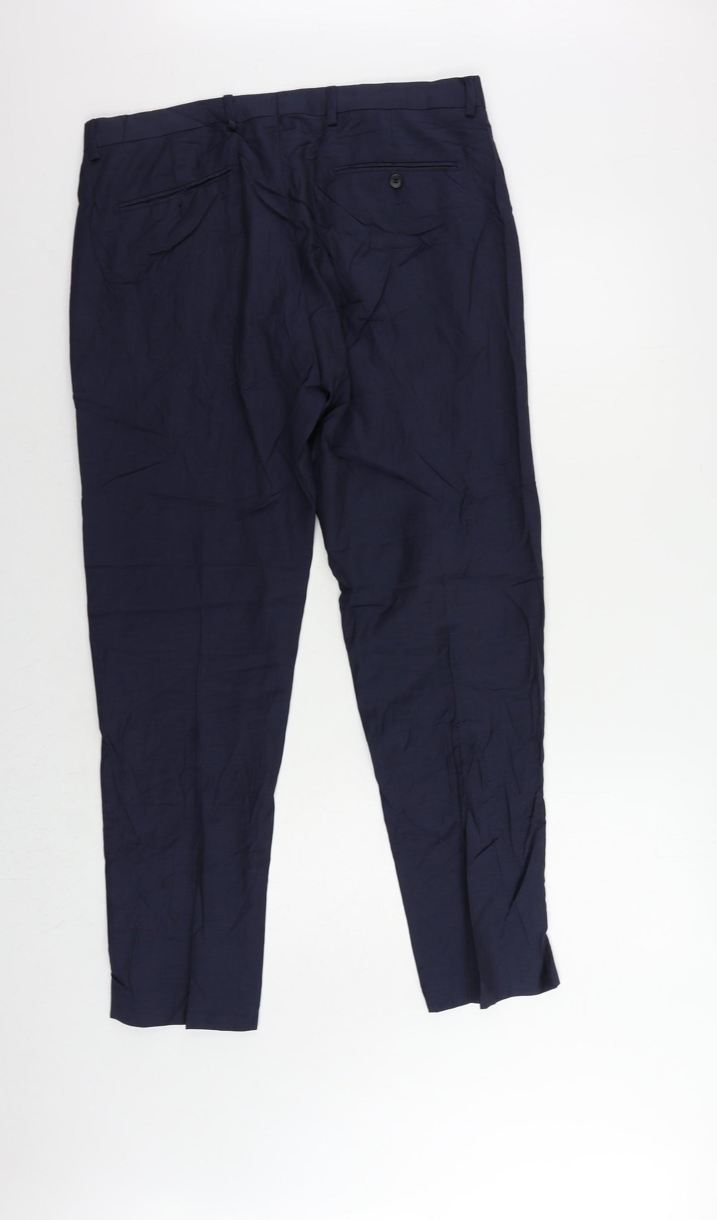 Autograph Mens Blue Wool Dress Pants Trousers Size 34 in L31 in Regular Zip