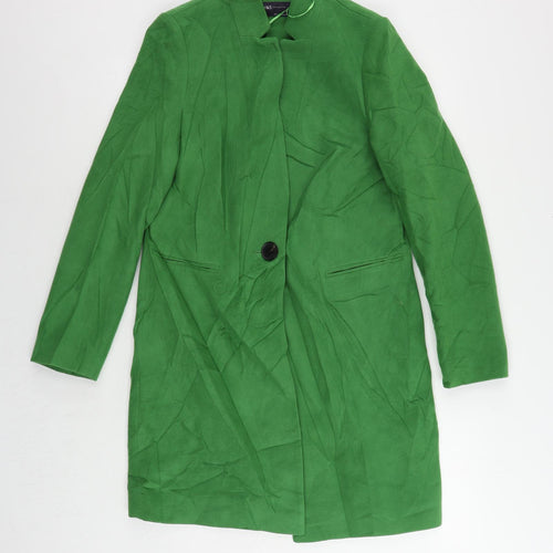 Marks and Spencer Womens Green Overcoat Coat Size 10 Button