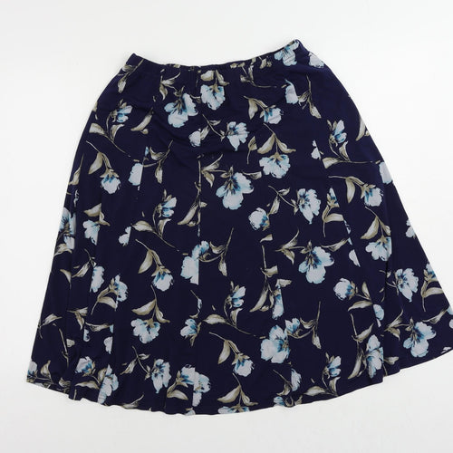 Anne Smith Womens Blue Floral Polyester Flare Skirt Size 14 - Elastic Waist
