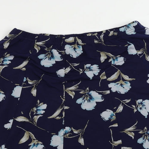 Anne Smith Womens Blue Floral Polyester Flare Skirt Size 14 - Elastic Waist