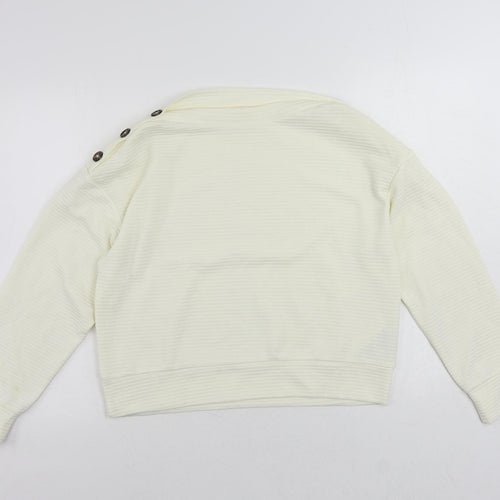 H&M Womens Ivory Polyester Basic Blouse Size S Boat Neck