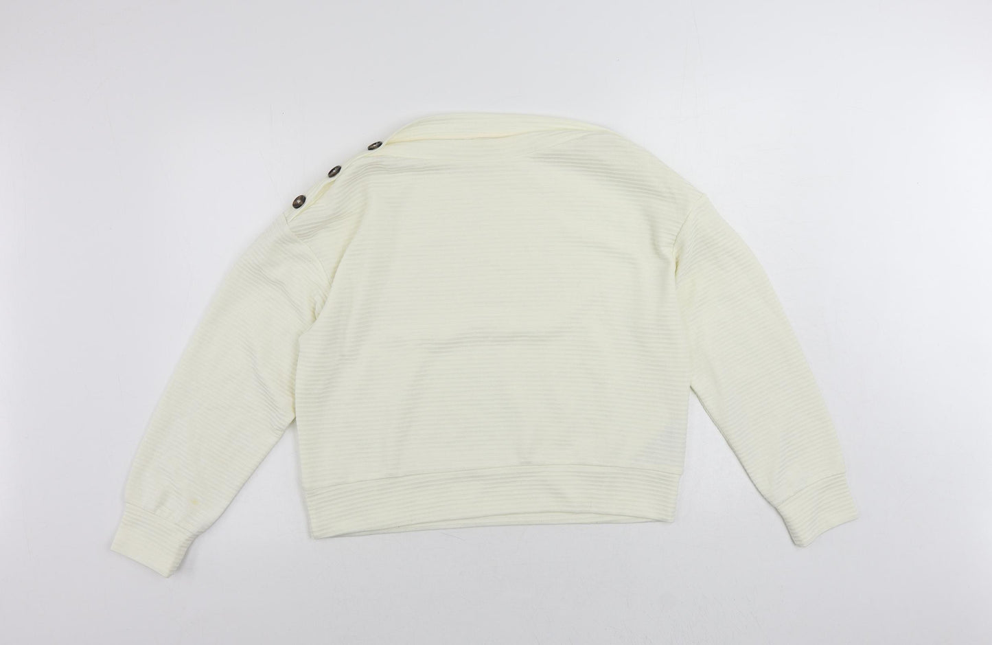 H&M Womens Ivory Polyester Basic Blouse Size S Boat Neck