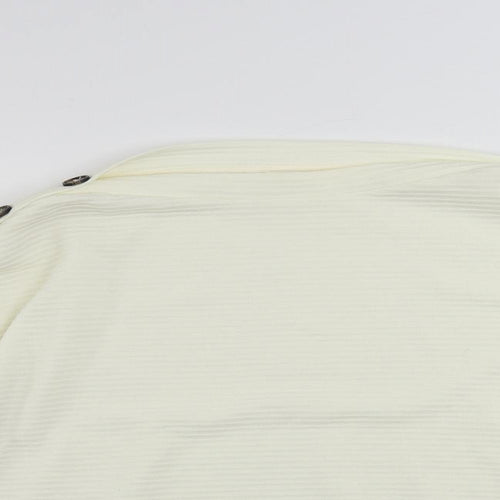 H&M Womens Ivory Polyester Basic Blouse Size S Boat Neck
