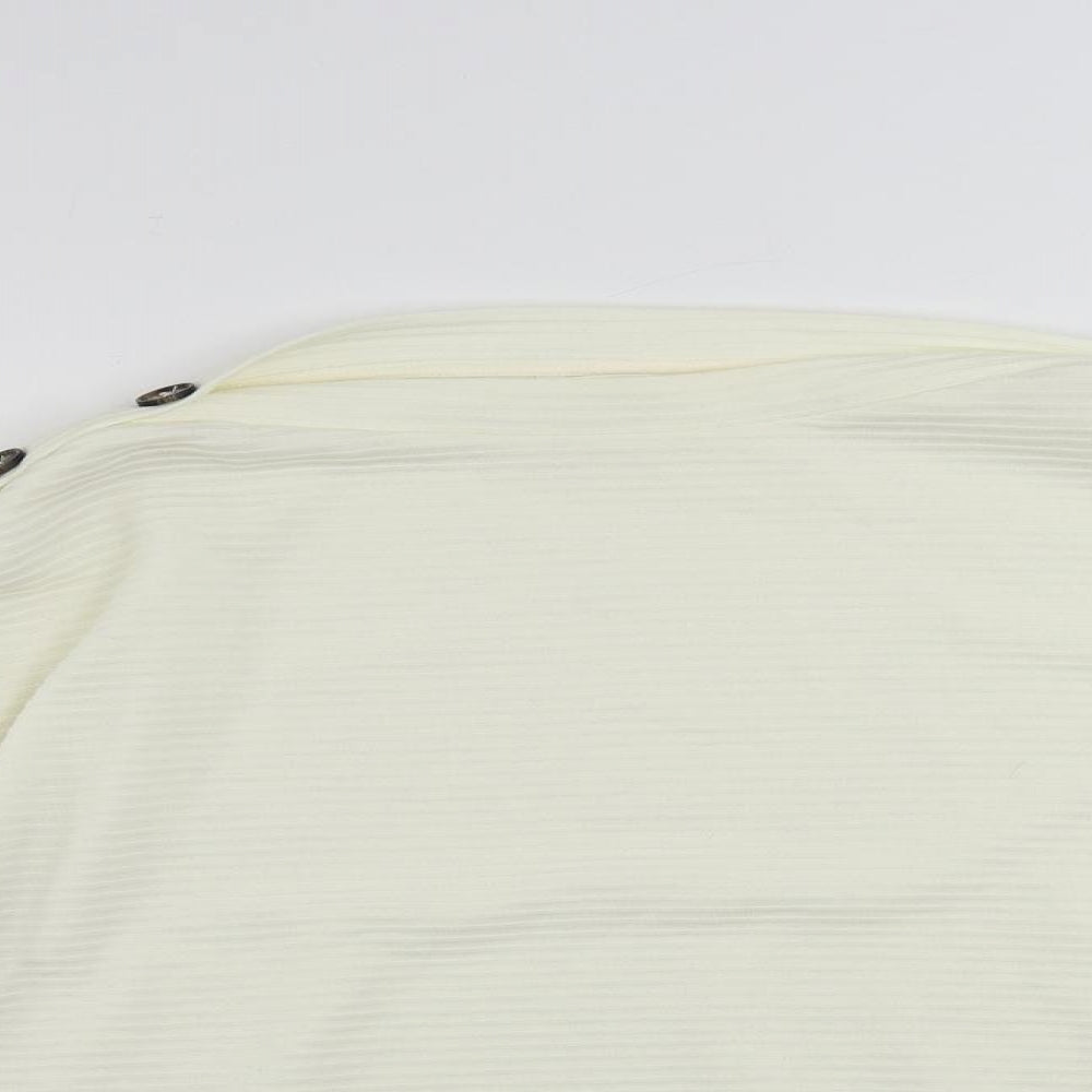 H&M Womens Ivory Polyester Basic Blouse Size S Boat Neck