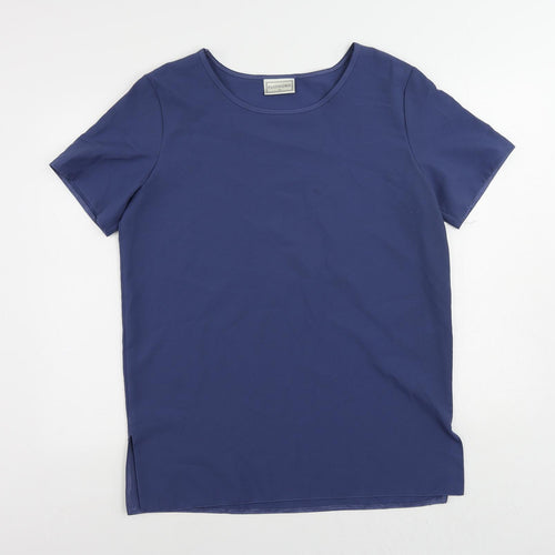 Password Womens Blue Polyester Basic Blouse Size 14 Round Neck