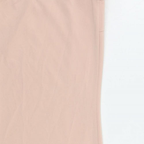 Rare Womens Pink Polyester Mini Size 10 One Shoulder Pullover - Flower Detail