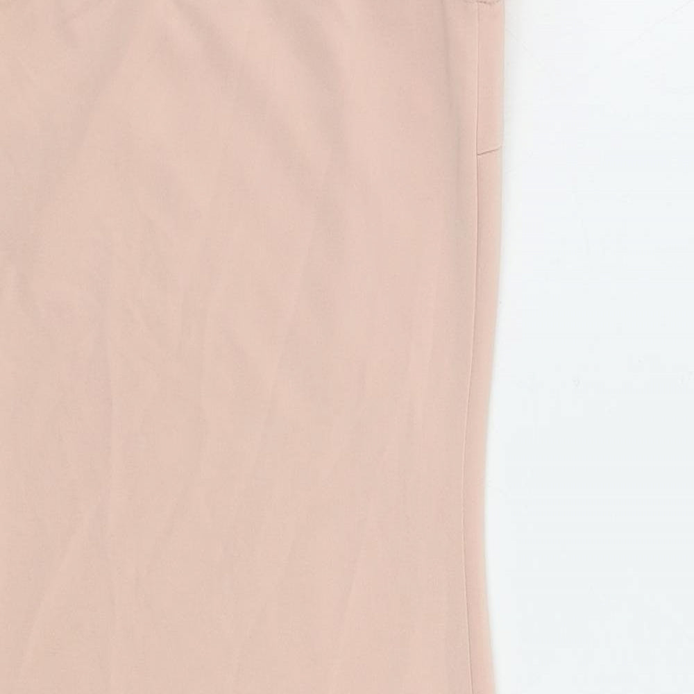 Rare Womens Pink Polyester Mini Size 10 One Shoulder Pullover - Flower Detail