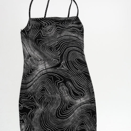 Divided by H&M Womens Black Geometric Polyester Bodycon Size M Cowl Neck Pullover - Glitter