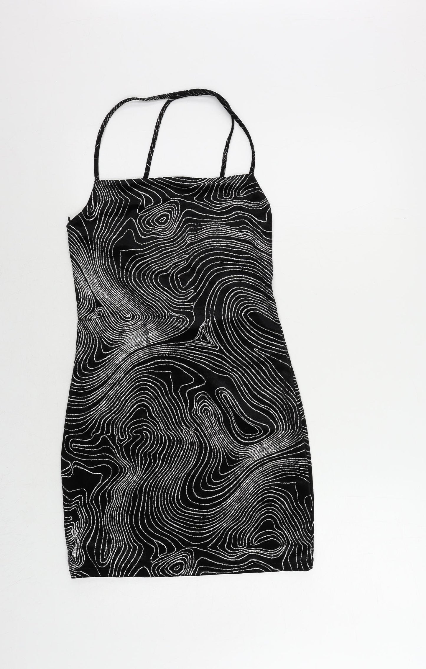 Divided by H&M Womens Black Geometric Polyester Bodycon Size M Cowl Neck Pullover - Glitter