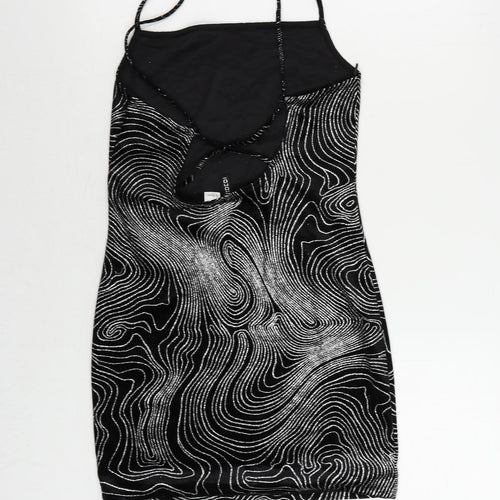 Divided by H&M Womens Black Geometric Polyester Bodycon Size M Cowl Neck Pullover - Glitter