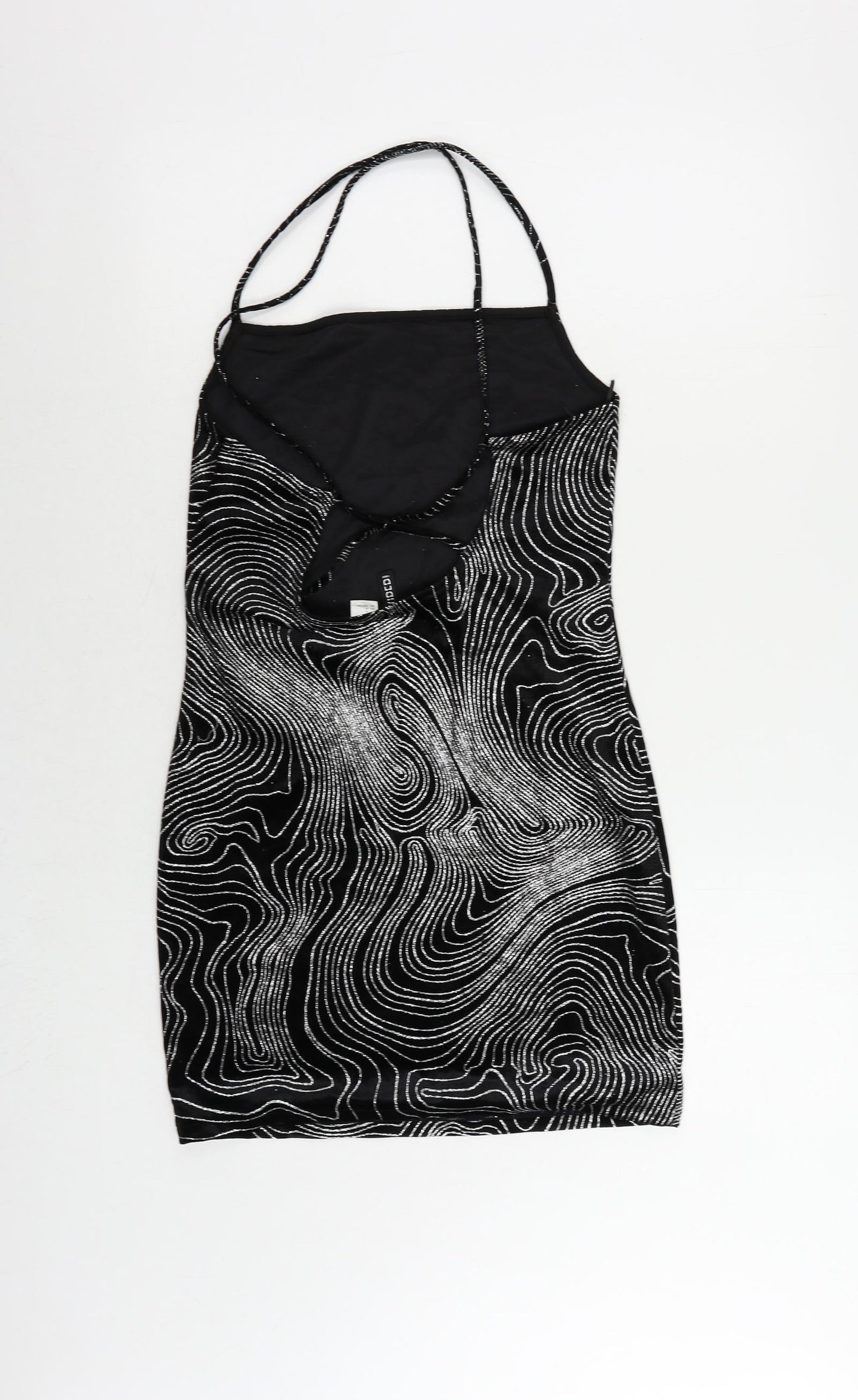 Divided by H&M Womens Black Geometric Polyester Bodycon Size M Cowl Neck Pullover - Glitter
