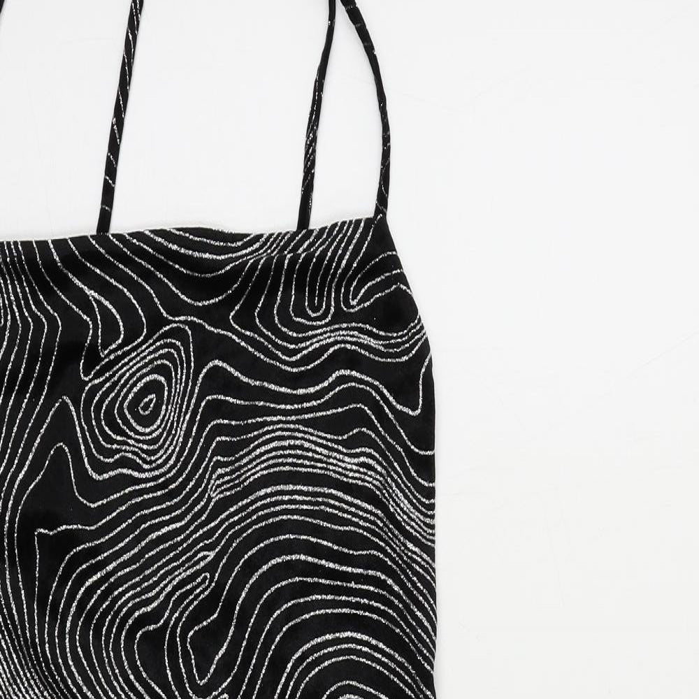 Divided by H&M Womens Black Geometric Polyester Bodycon Size M Cowl Neck Pullover - Glitter
