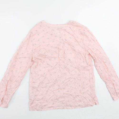 Bonmarché Womens Pink Floral Modal Basic Blouse Size 10 V-Neck