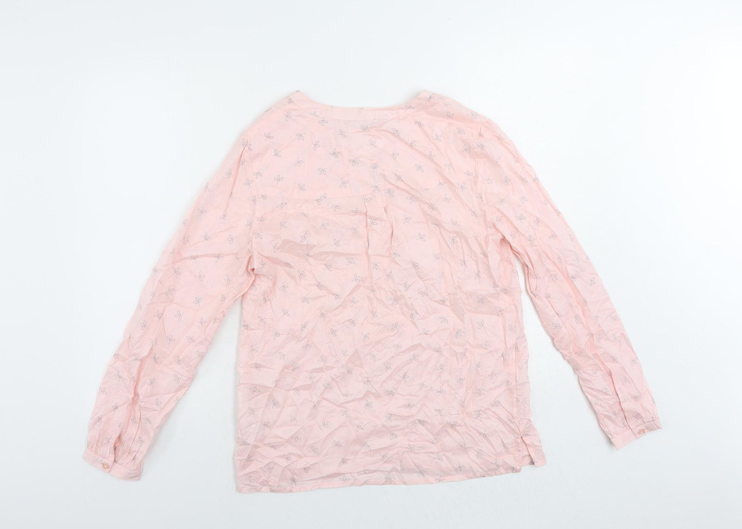 Bonmarché Womens Pink Floral Modal Basic Blouse Size 10 V-Neck