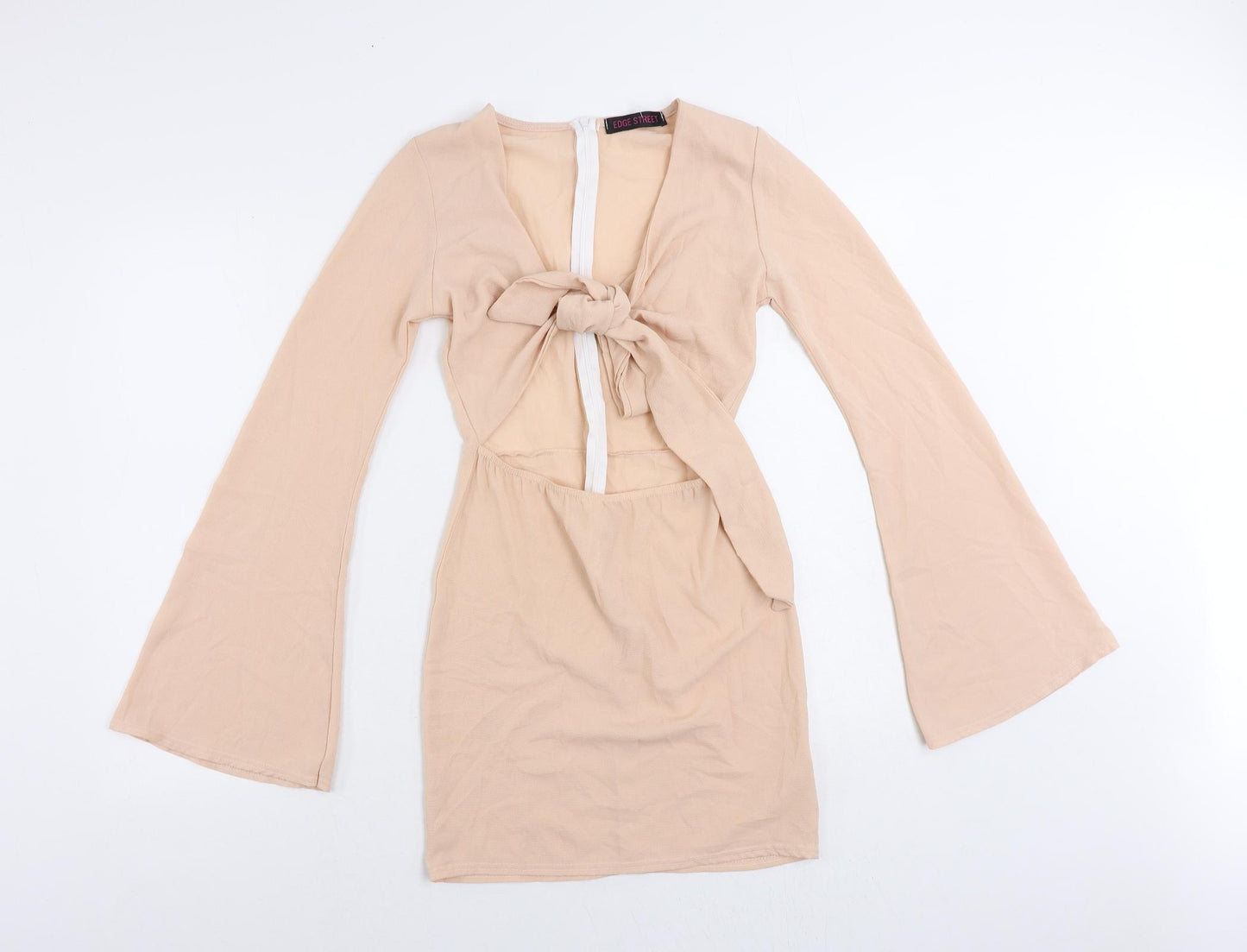 Edge Street Womens Pink Polyester Mini Size 8 V-Neck Zip - Cut Out
