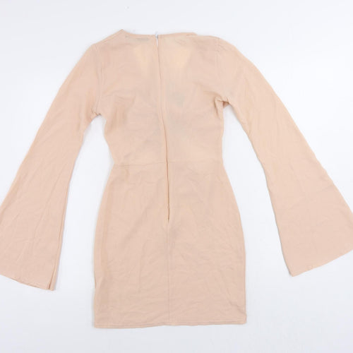 Edge Street Womens Pink Polyester Mini Size 8 V-Neck Zip - Cut Out