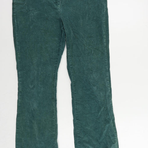 TU Womens Green Cotton Trousers Size 16 L28 in Regular Zip