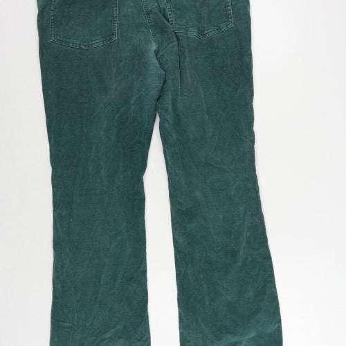 TU Womens Green Cotton Trousers Size 16 L28 in Regular Zip