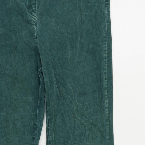 TU Womens Green Cotton Trousers Size 16 L28 in Regular Zip