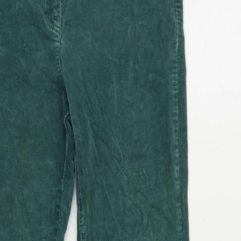 TU Womens Green Cotton Trousers Size 16 L28 in Regular Zip