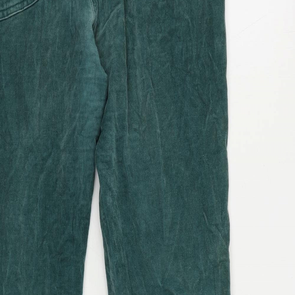 TU Womens Green Cotton Trousers Size 16 L28 in Regular Zip