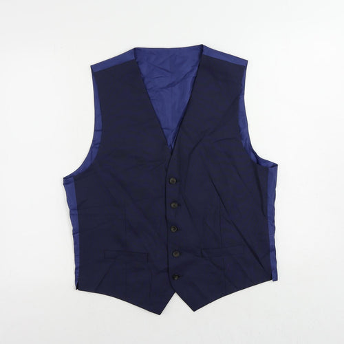 Marks and Spencer Mens Blue Polyester Jacket Suit Waistcoat Size 38 Regular