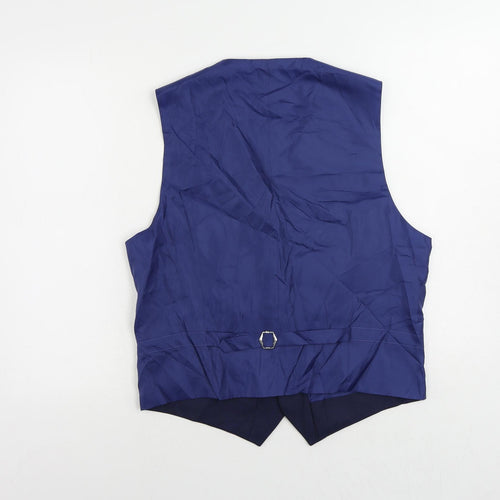 Marks and Spencer Mens Blue Polyester Jacket Suit Waistcoat Size 38 Regular