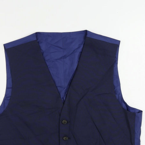 Marks and Spencer Mens Blue Polyester Jacket Suit Waistcoat Size 38 Regular