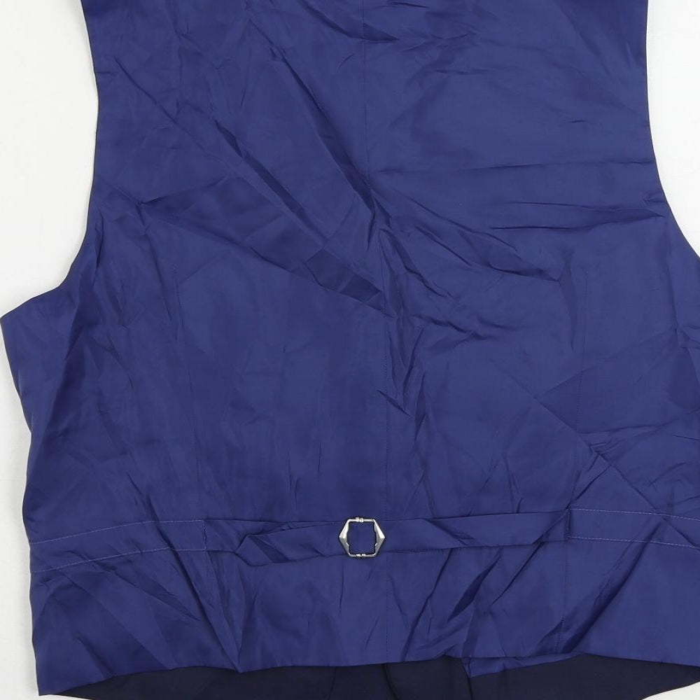 Marks and Spencer Mens Blue Polyester Jacket Suit Waistcoat Size 38 Regular