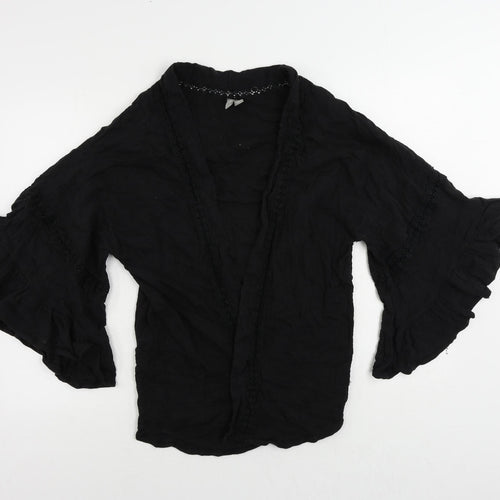 ASOS Womens Black Cotton Kimono Blouse Size 8 V-Neck - Open