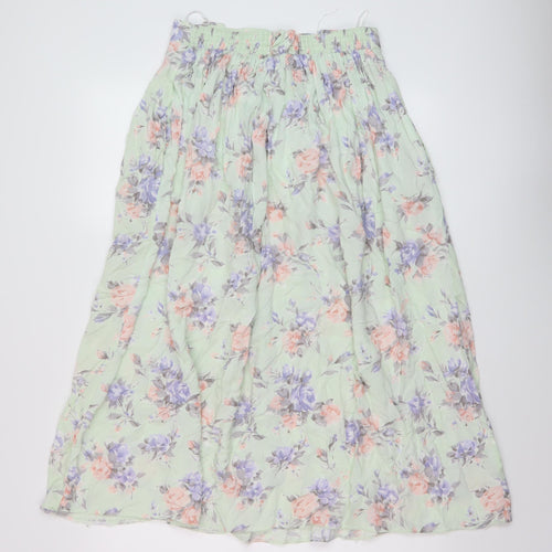 Clover Womens Green Floral Viscose A-Line Skirt Size 16