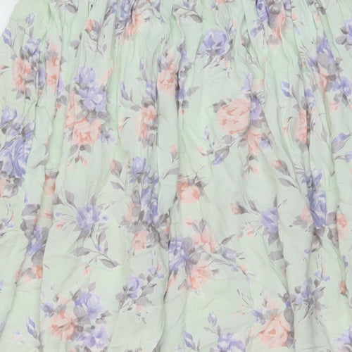 Clover Womens Green Floral Viscose A-Line Skirt Size 16