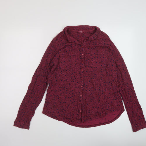 Fat Face Womens Purple Floral Cotton Basic Blouse Size 12 Collared